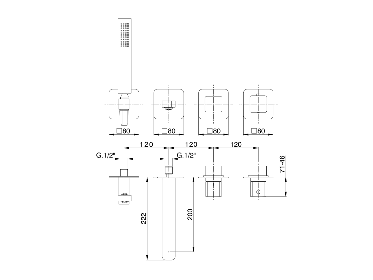 Parte externa termostático baño empotrado PURA AURA_U10G4200 - v1