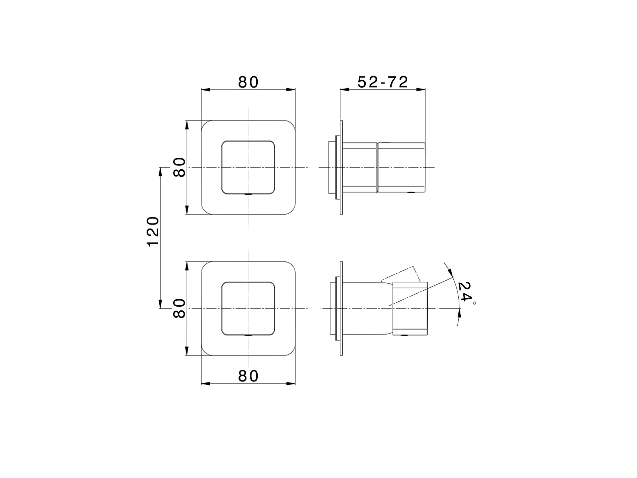 Parte externa monomando ducha empotrada PURA AURA_U10G7200 - v1
