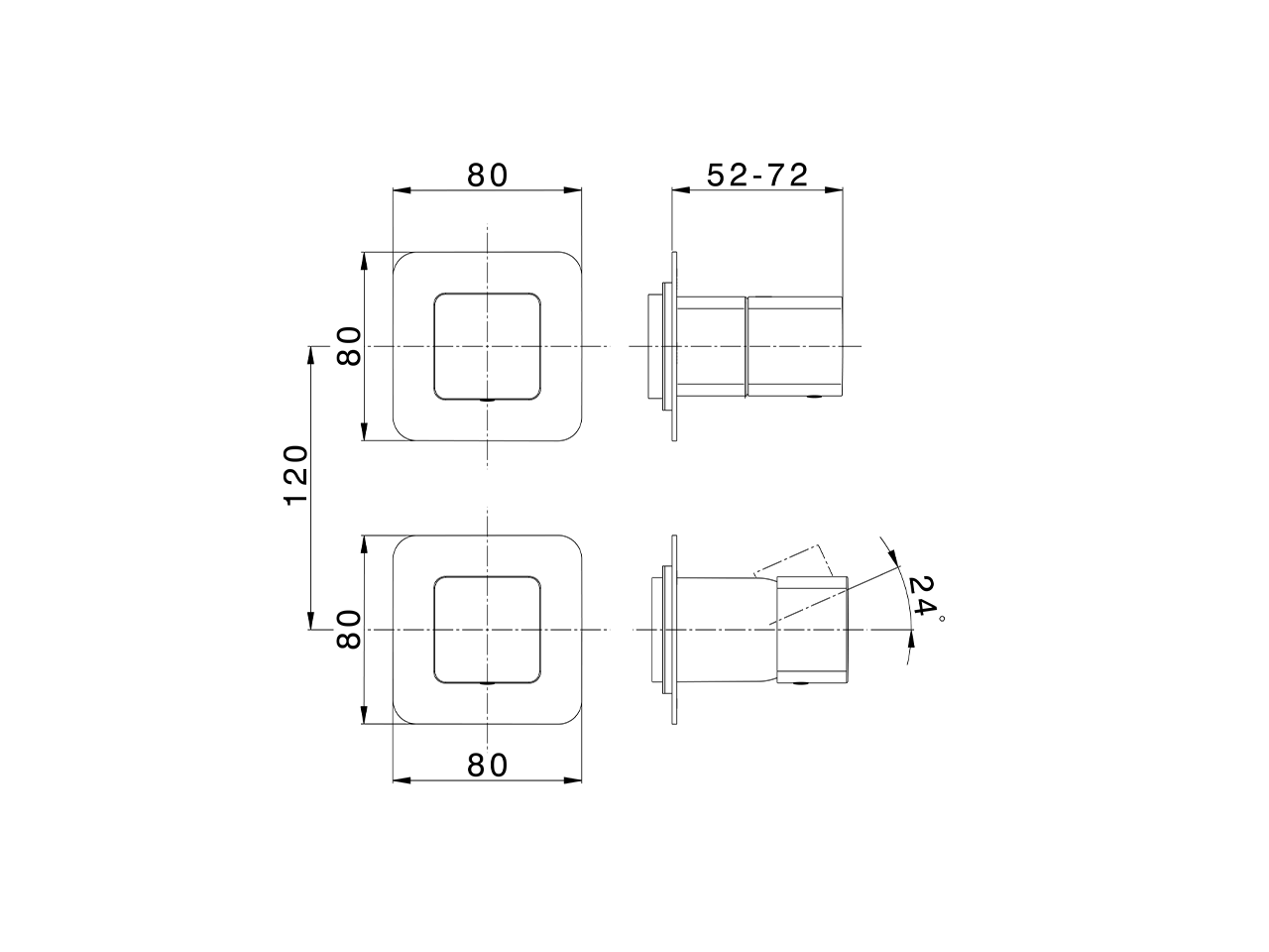 Parte externa monomando ducha empotrada PURA AURA_U10G7300 - v1