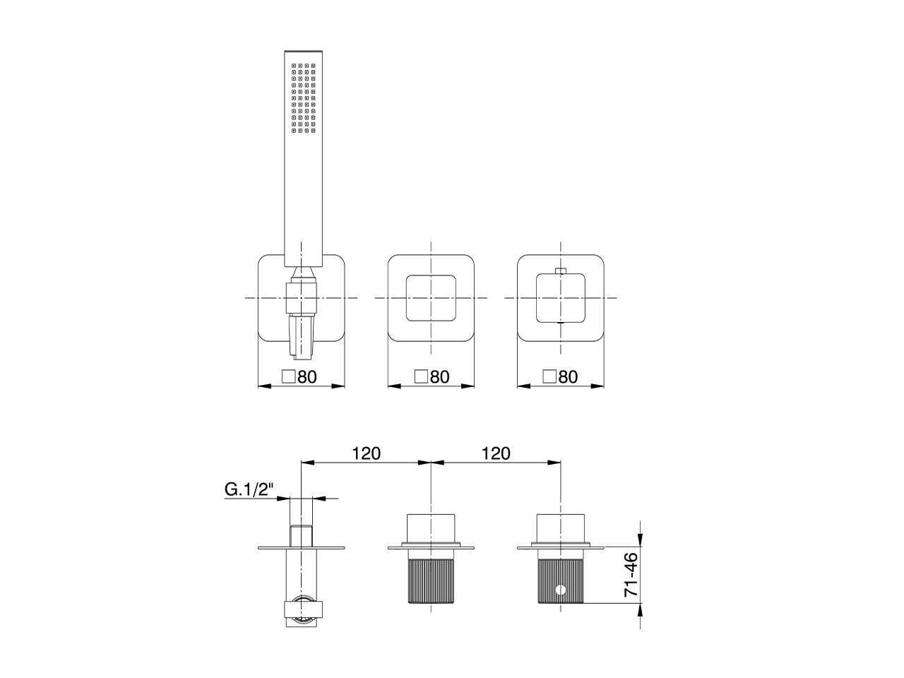 Parte externa termostático ducha empotrado PLISSÉ AURA_U20G4100 - v1