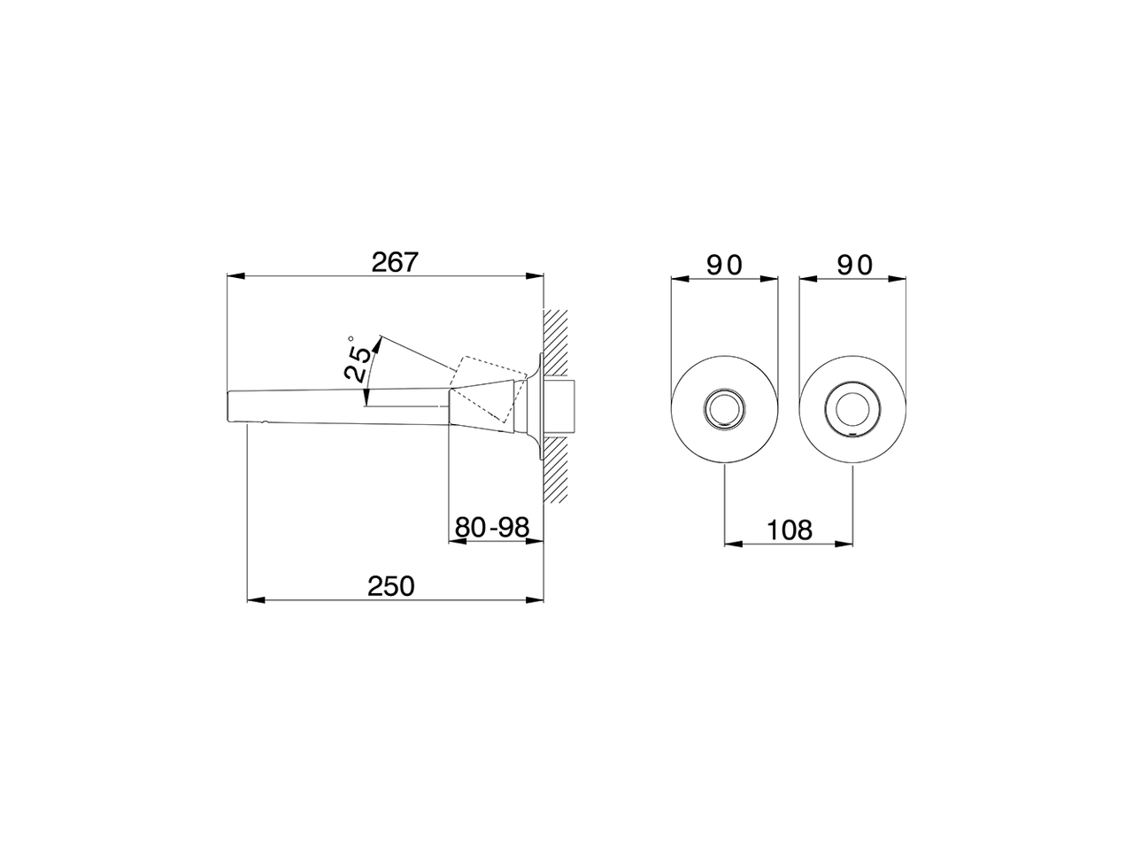 Parte externa monomando lavabo de pared VITA_VI005511 - v1