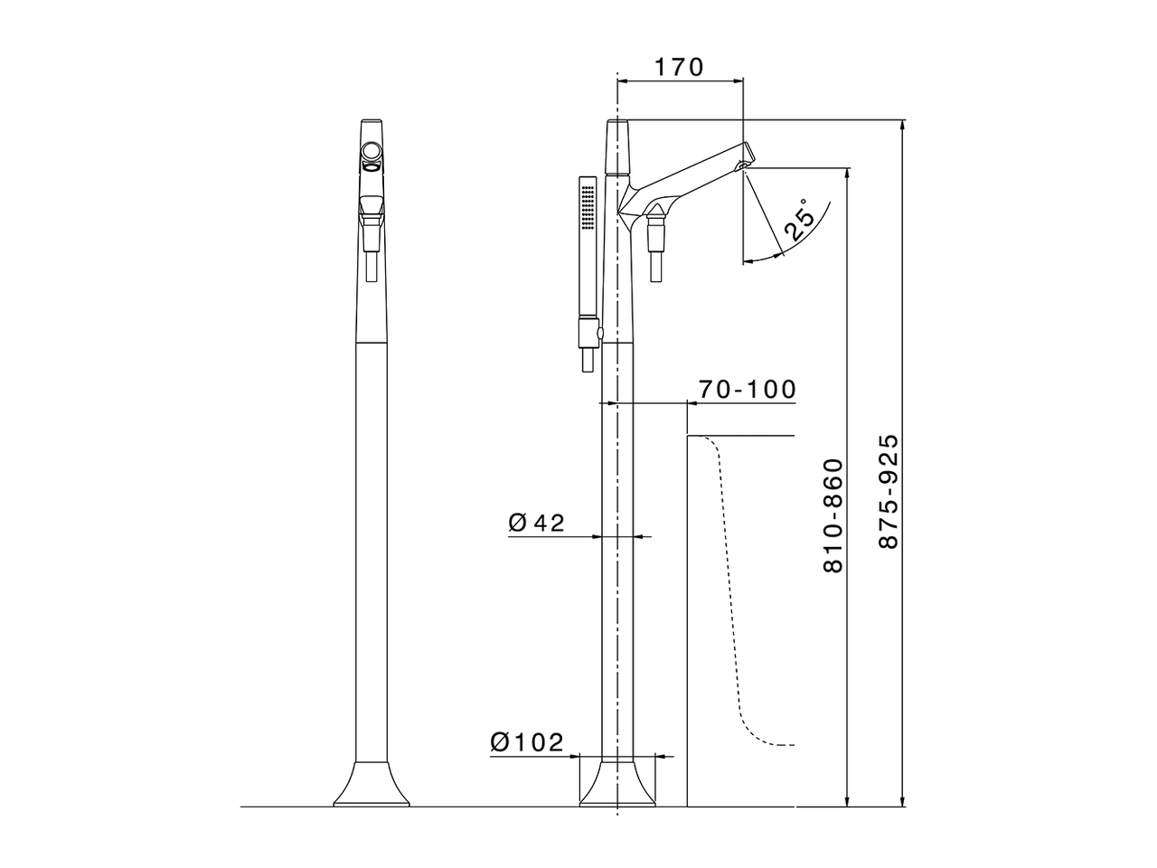 Parte externa monomando bañera de suelo VITA_VI014200 - v1