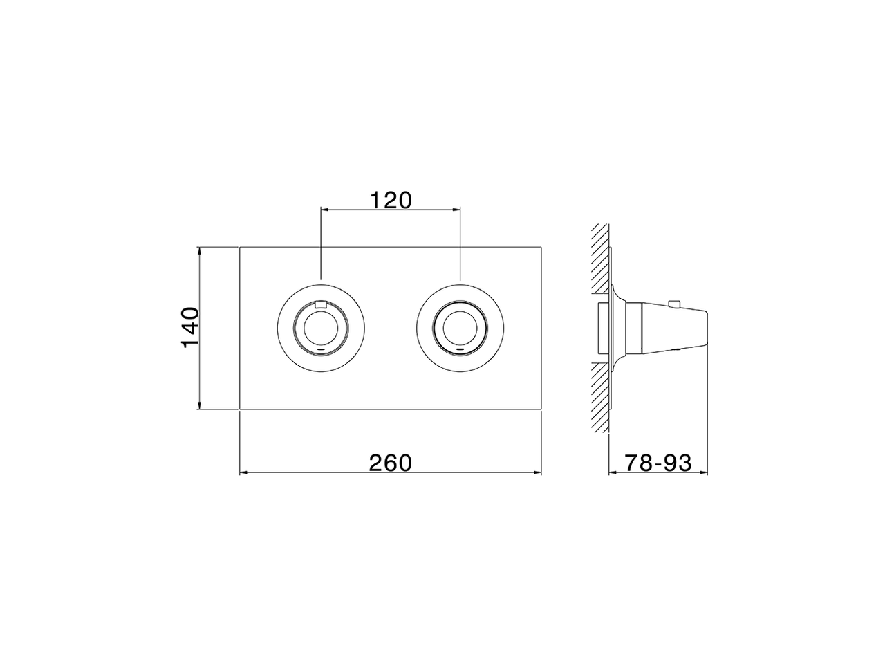 Parte externa termostático ducha emp. 2 salidas VITA_VI019140 - v1