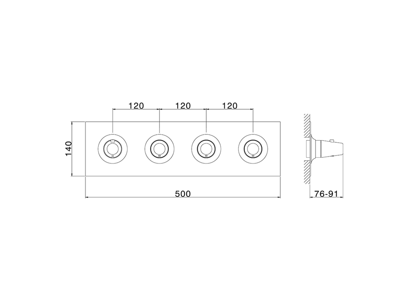 Parte externa termostático ducha 3 funciones VITA_VI01R300 - v1