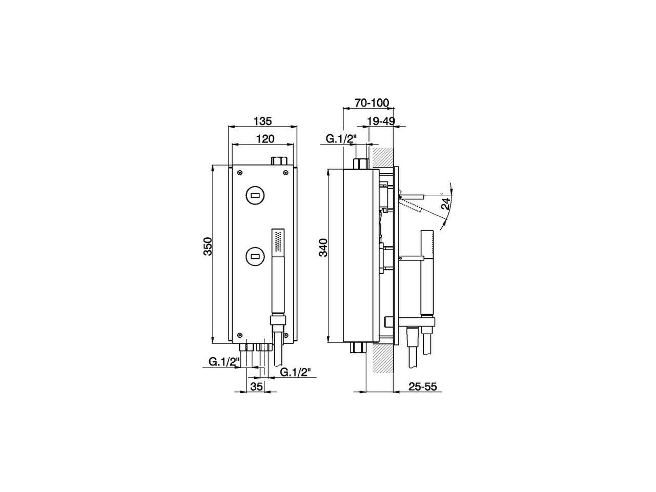 Baño/ducha monomando empotrado WAVE_WA000210 - v1