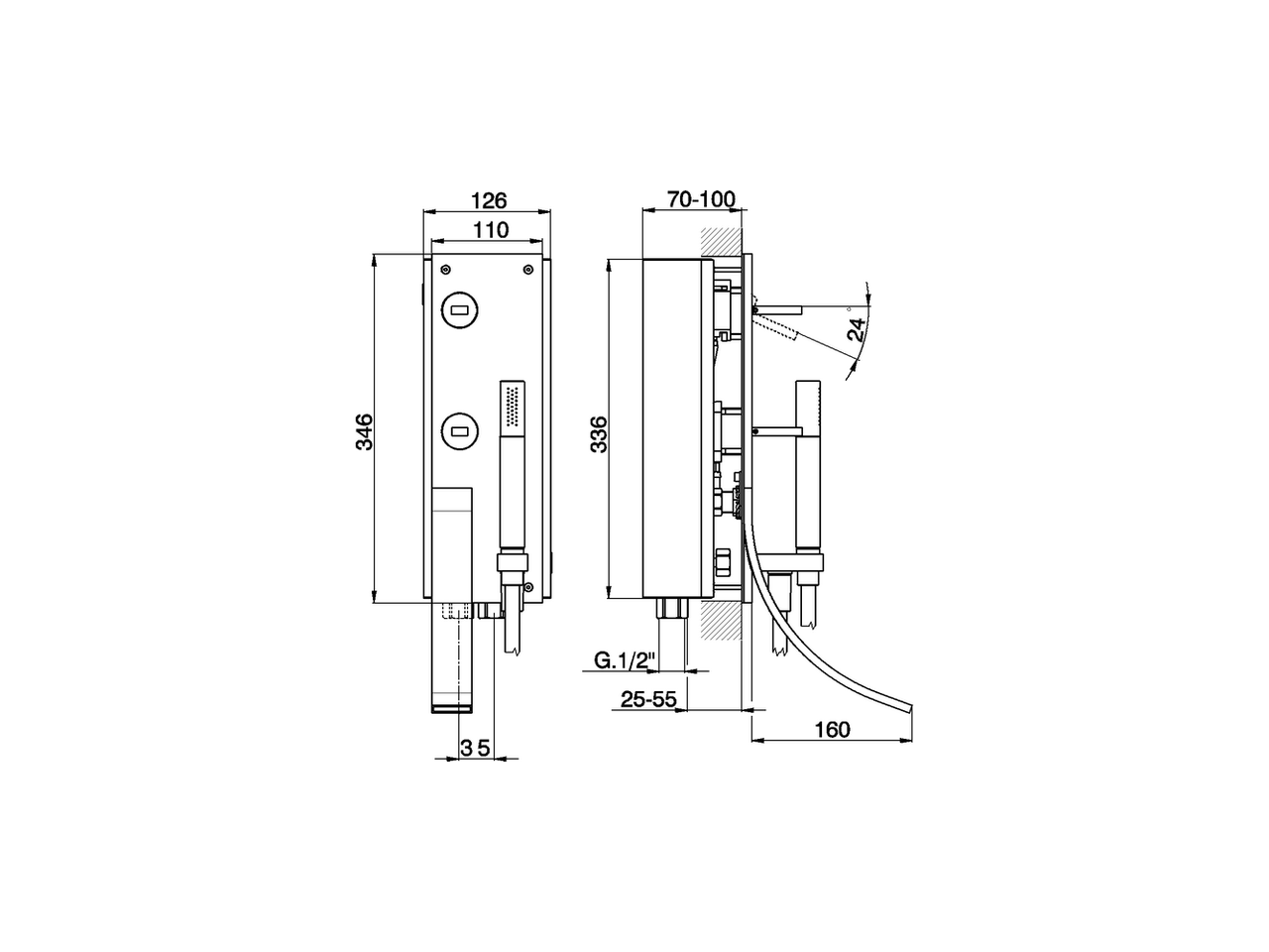 Bañera monomando empotrada WAVE_WA001100 - v1