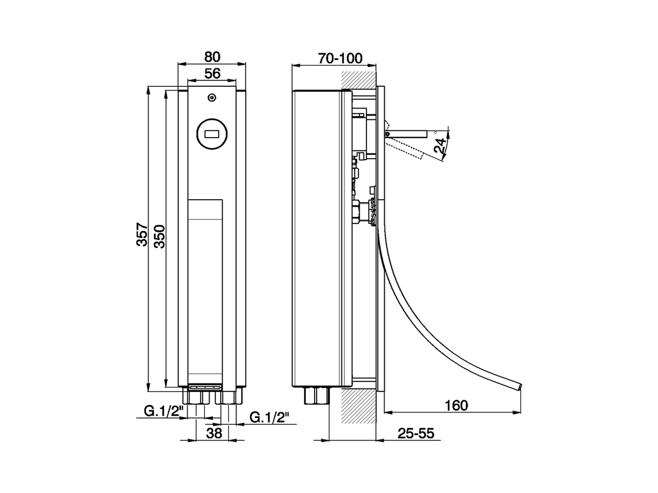 Lavabo monomando de pared vertical WAVE_WA003511 - v1