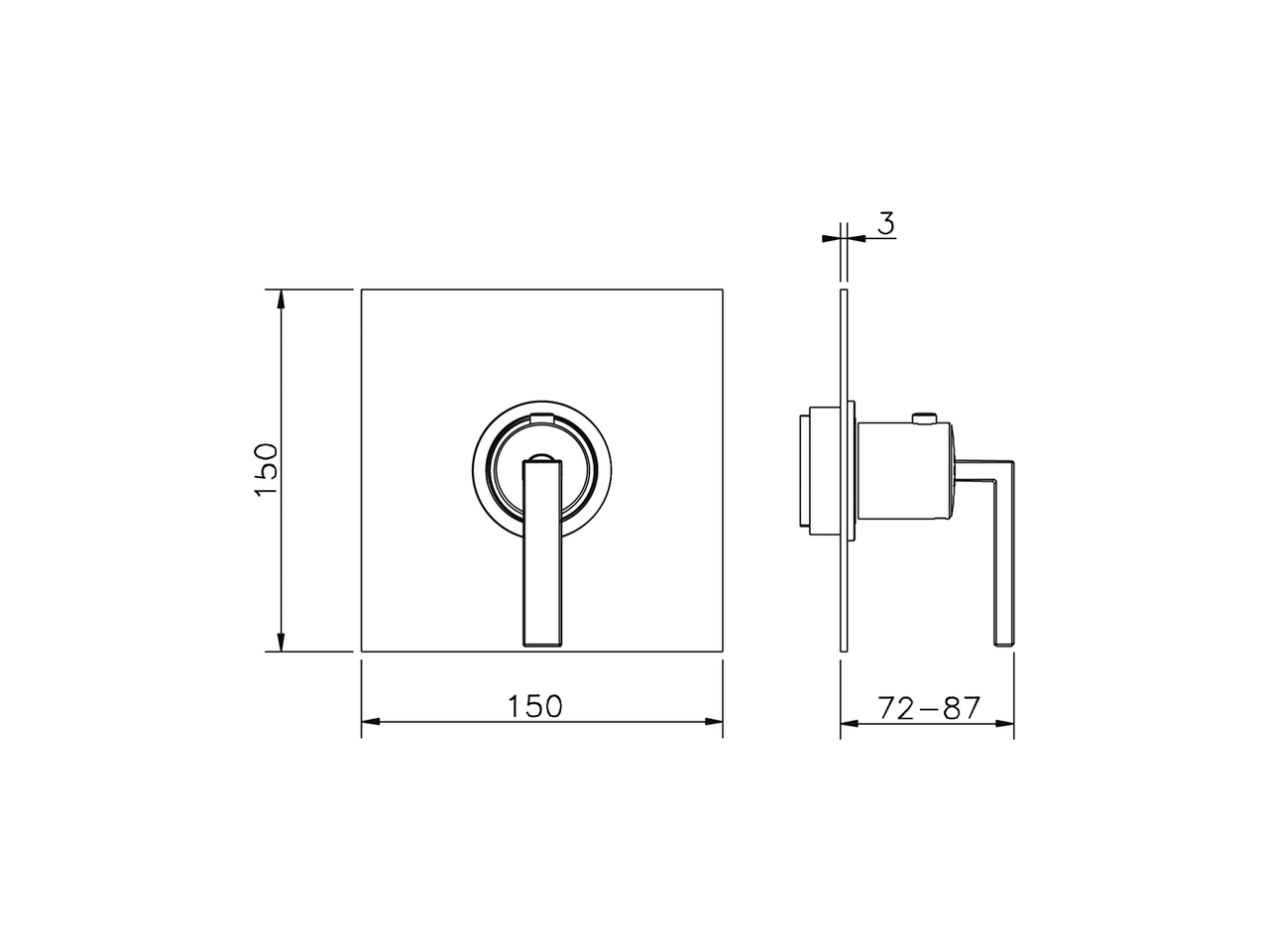 Parte externa termostático ducha empotrada WAVE_WA007200 - v1