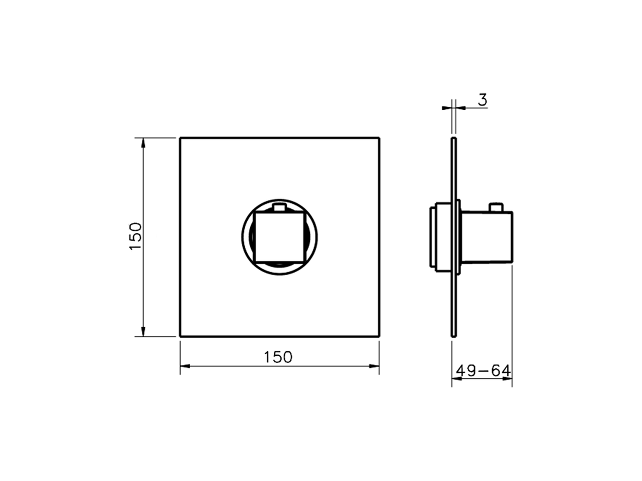 Parte externa termostático ducha empotrada WAVE_WE007200 - v1