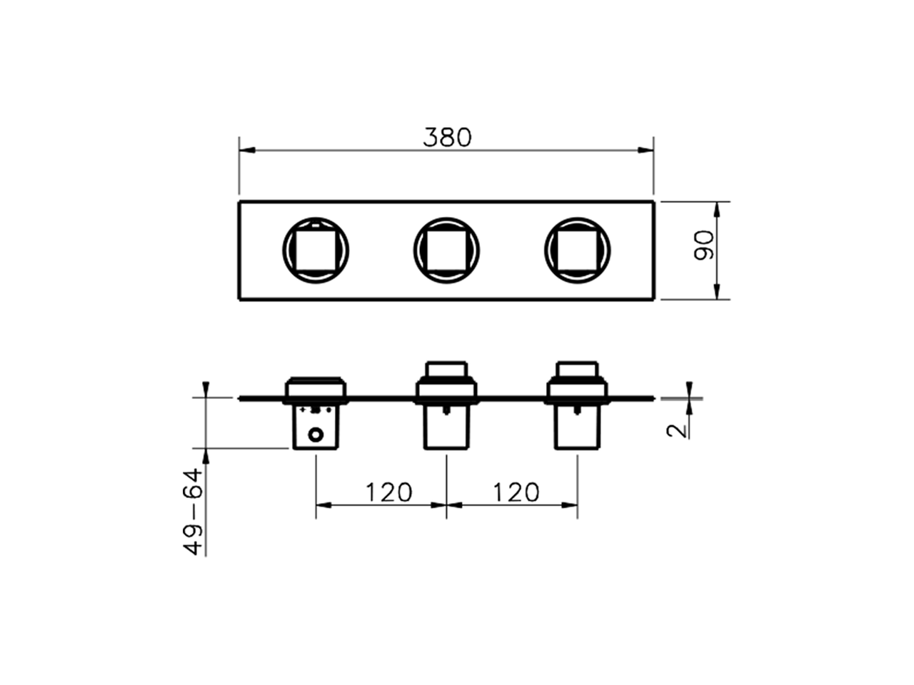 Parte externa termostático ducha 2 funciones WELLNESS_WE01R200 - v1