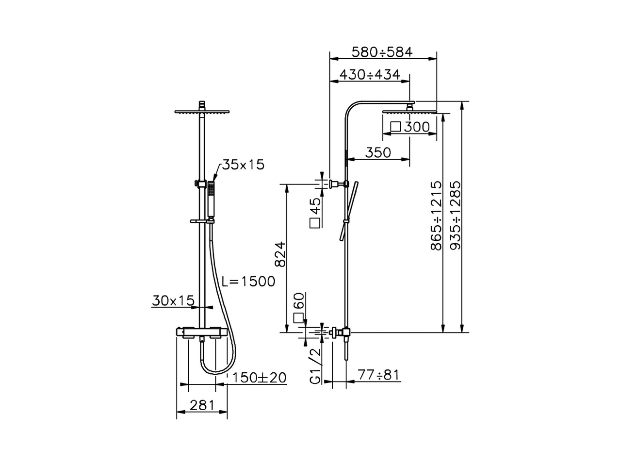 Columna termostática ducha 2 funciones WAVE_WEC86010 - v1