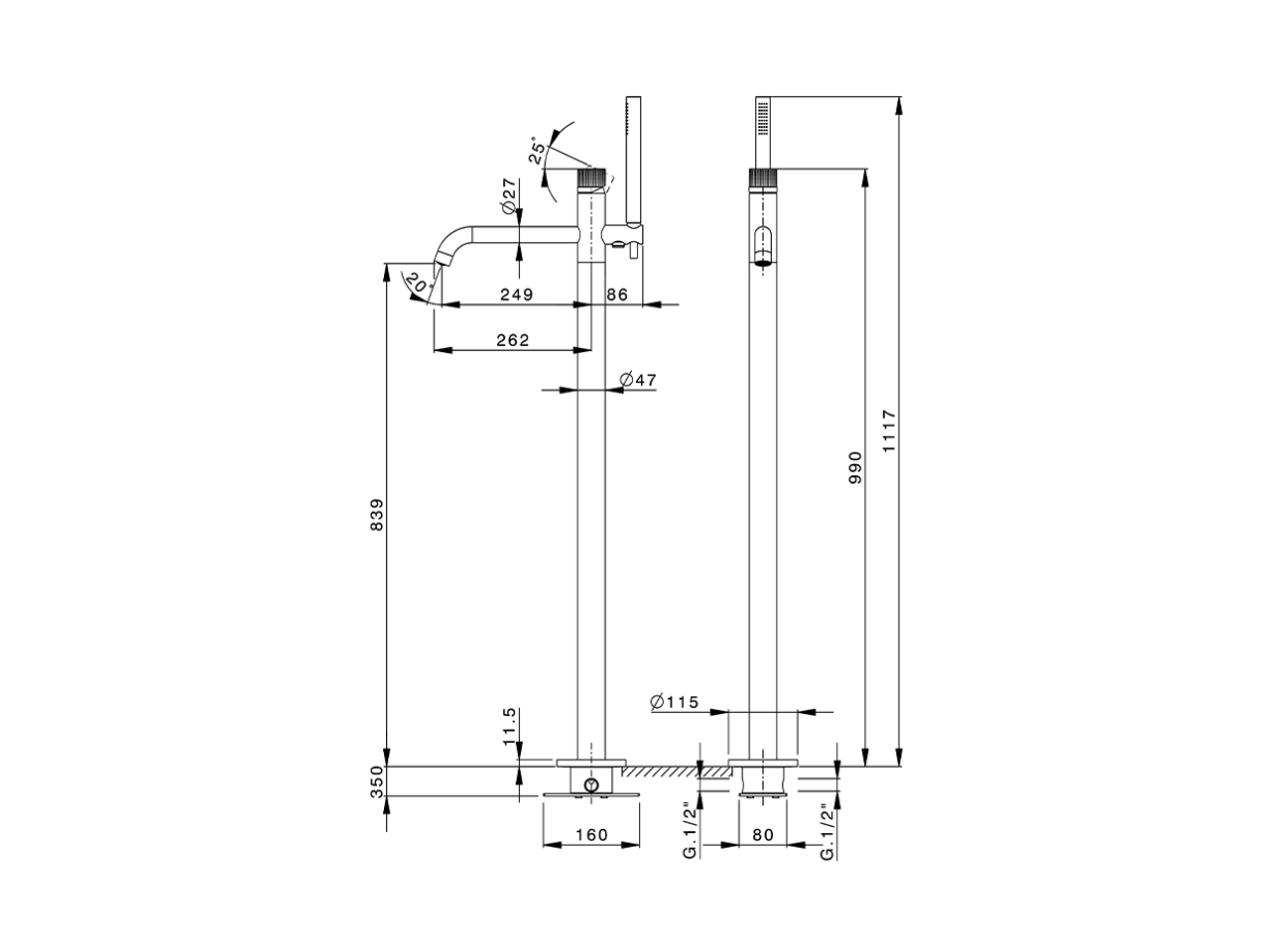Bañera monomando de suelo NUANCE X32_X1004204 - v1