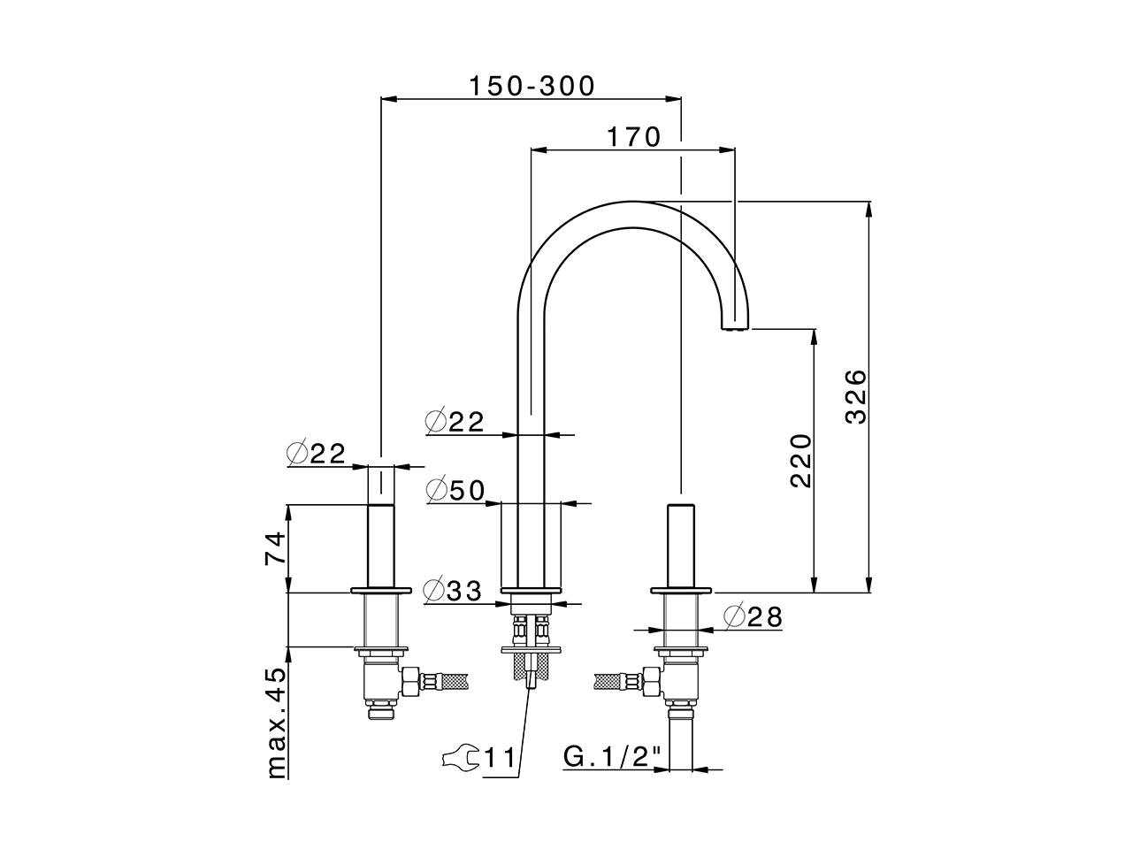 Lavabo 3 agujeros SMOOTH X32_X3001040 - v1