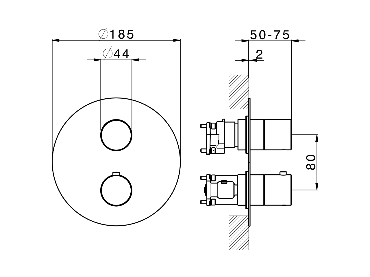Conjunto Termostático para One-Box SMOOTH X32_X30BT030 - v1