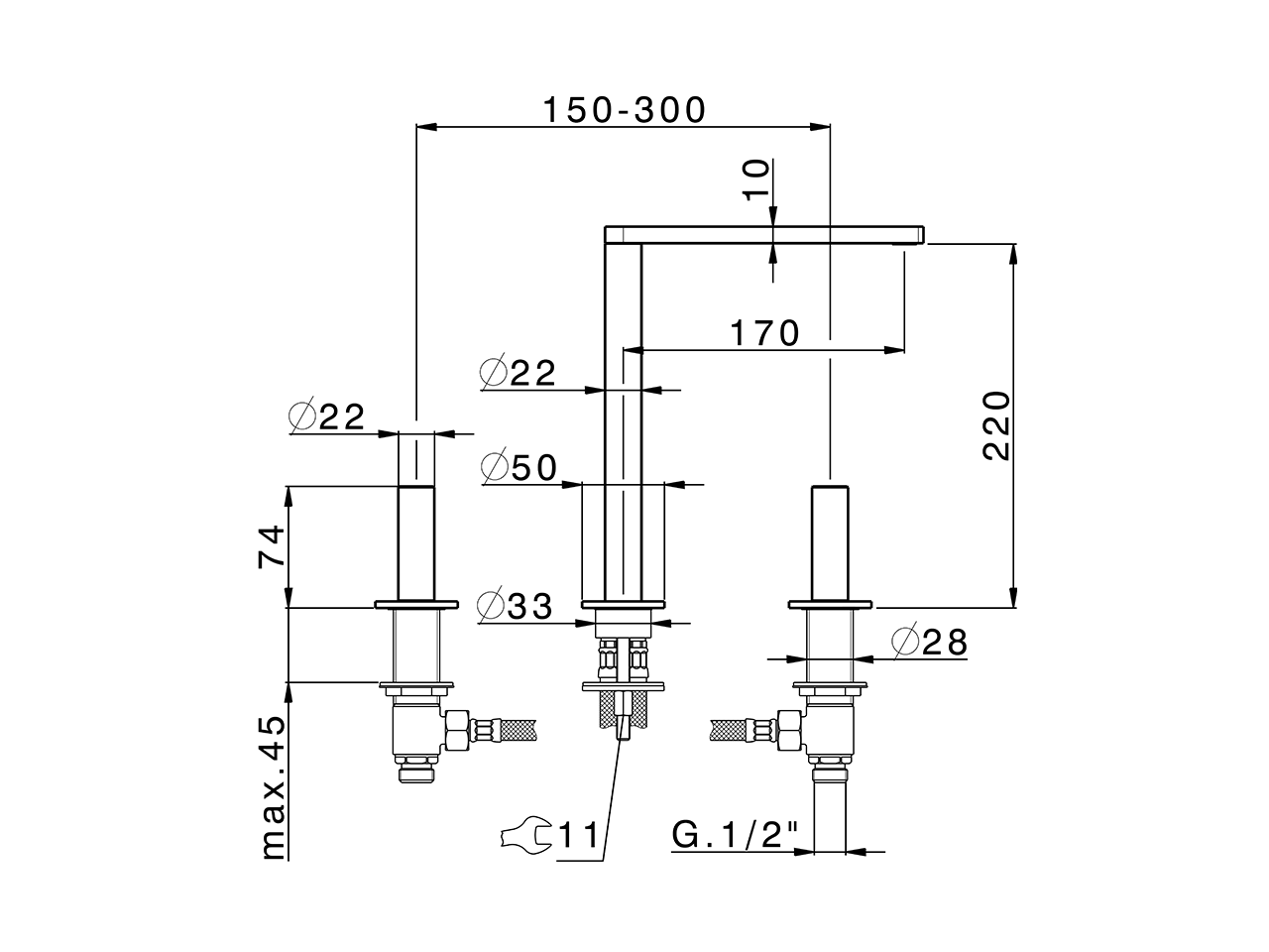 Lavabo 3 agujeros SMOOTH X32_X4001040 - v1