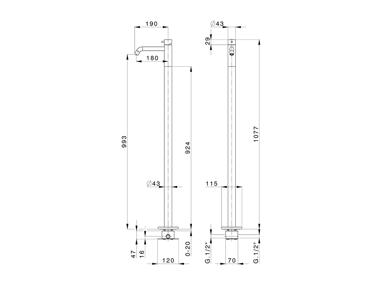 Lavabo monomando de suelo XION_XI004514 - v1