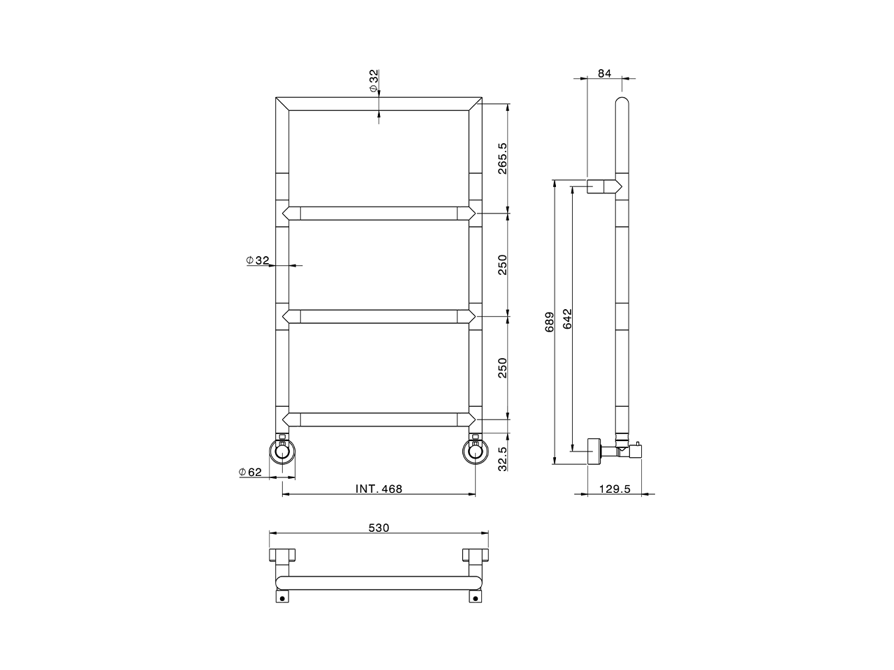 Calienta toallas fijo componible Ø32 mm ACCESORIOS BAÑO_ZA004940 - v1