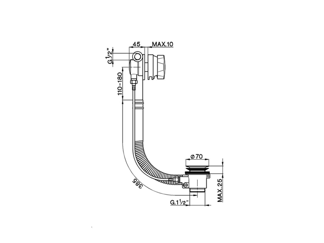 Columna de desagüe bañera con rebosadero COMPLEMENTOS_ZA005710 - v1