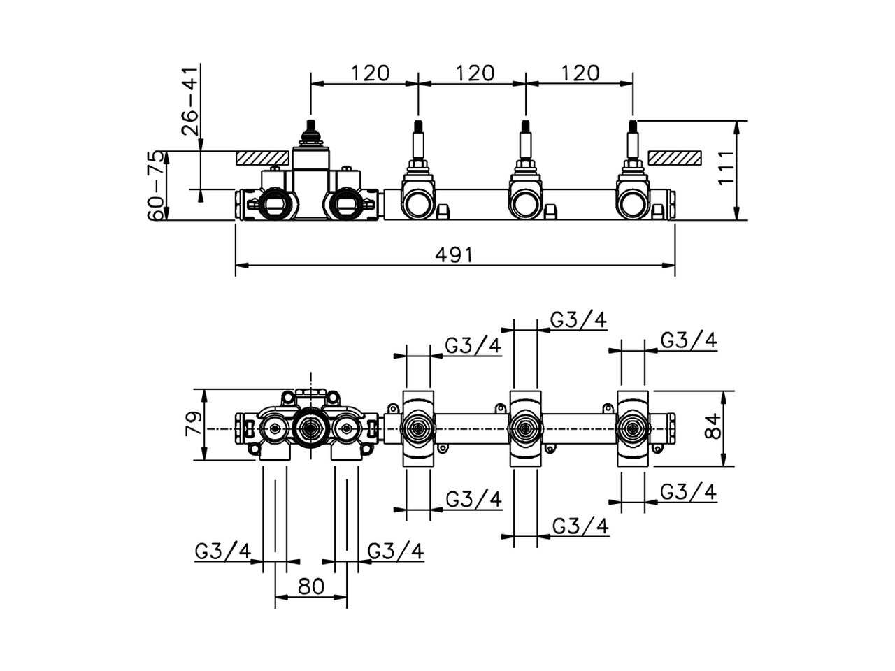 Parte empotrada termostático 3 funciones EMPOTRADO_ZA01R300 - v1