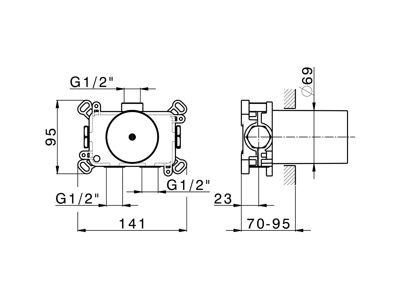 Parte empotrada termostático PUSH&SHOWER_ZA0G1000 - v1