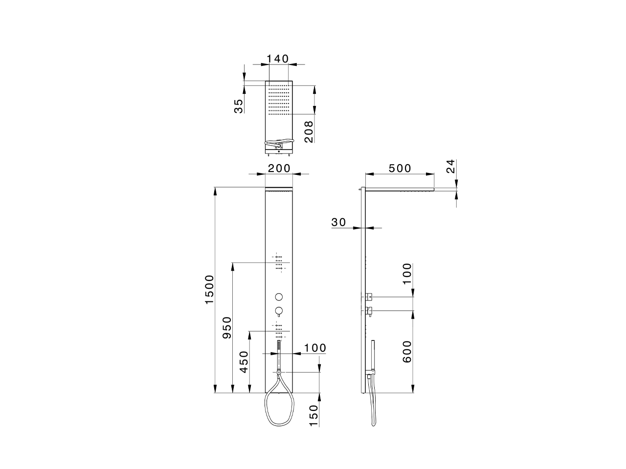 Panel de ducha monomando 3 funciones WELLNESS_ZS005000 - v1