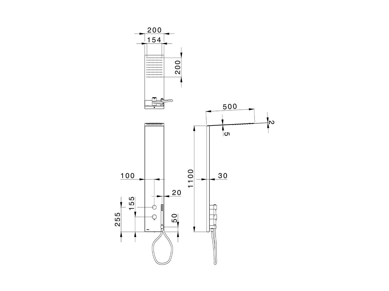 Panel de ducha monomando 2 funciones COLUMNAS DUCHA_ZS005030 - v1