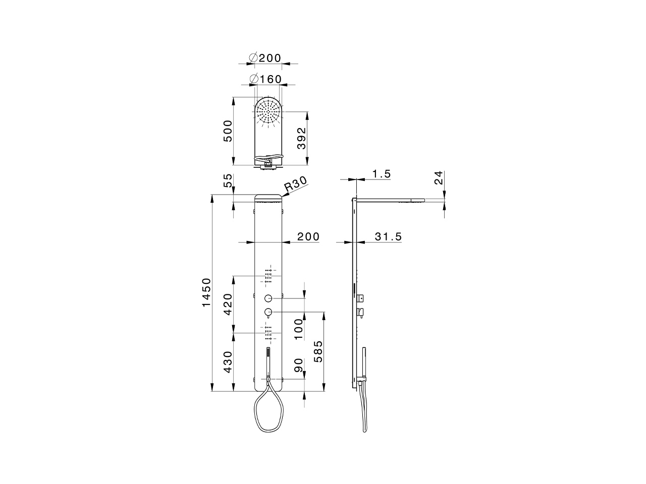 Panel de ducha monomando 3 funciones COLUMNAS DUCHA_ZS005050 - v1