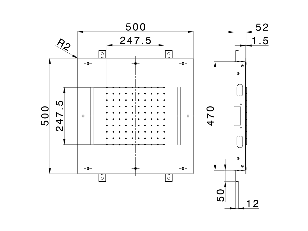 Rociador de techo con cromoterapia 500x500 mm ZEN SHOWER_ZS0C0070 - v1
