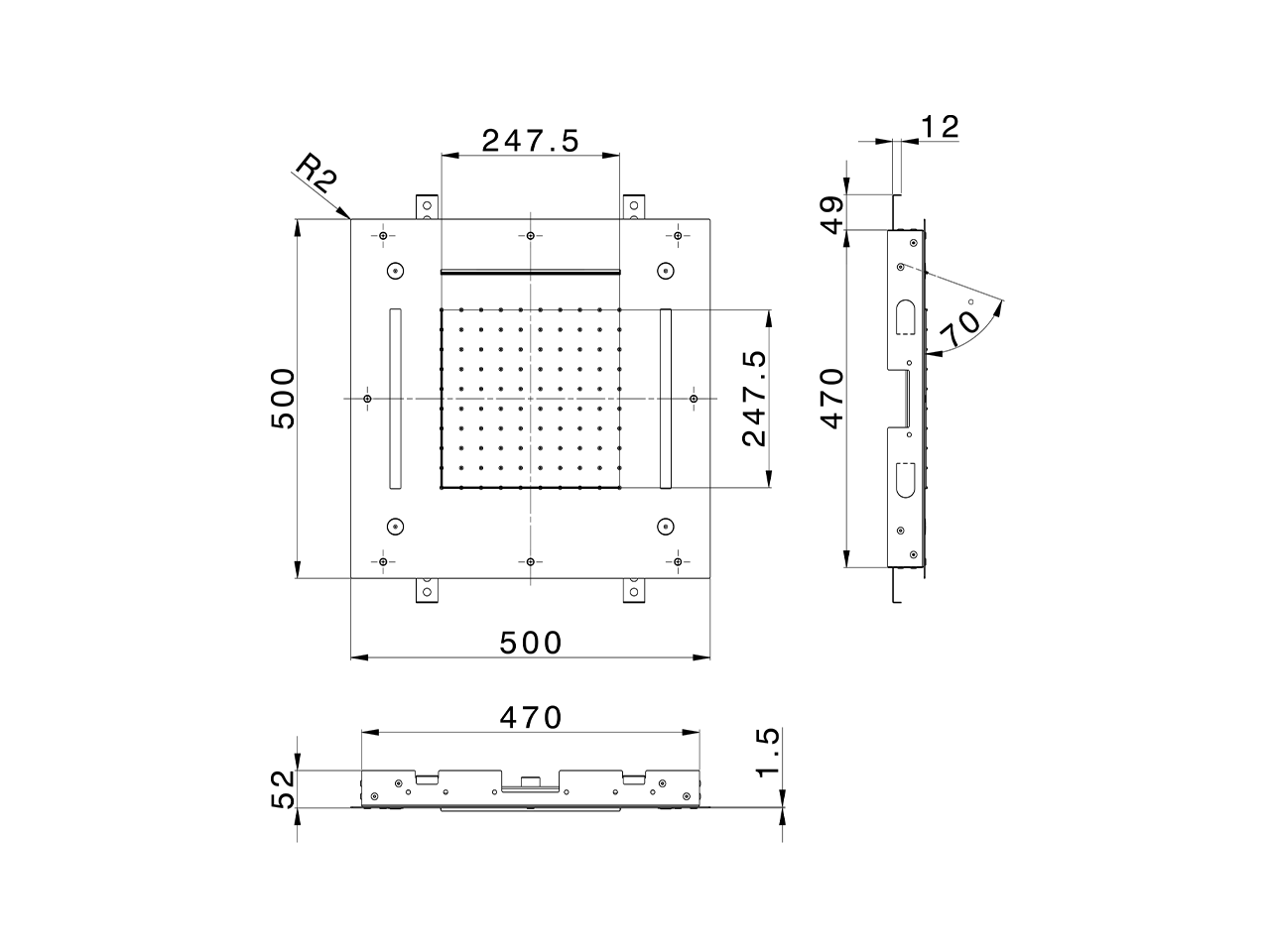 Rociador de techo con cromoterapia 500x500 mm ZEN SHOWER_ZS0C0085 - v1