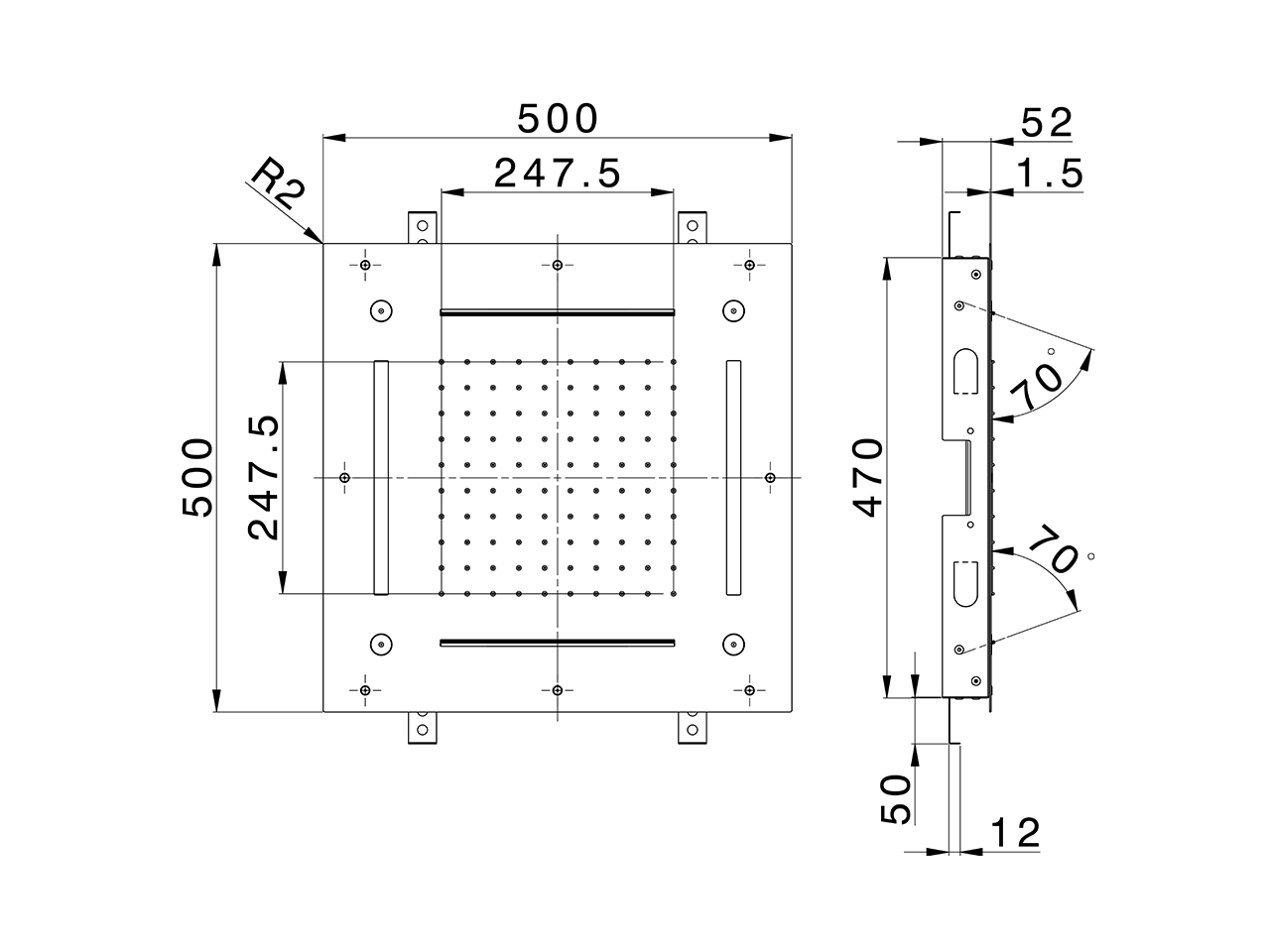 Rociador de techo con cromoterapia 500x500 mm ZEN SHOWER_ZS0C0090 - v1