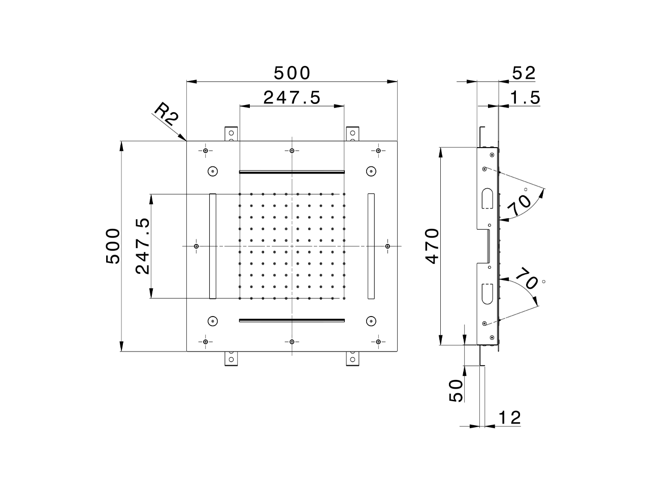 Rociador de techo con cromoterapia 500x500 mm ZEN SHOWER_ZS0C0095 - v1