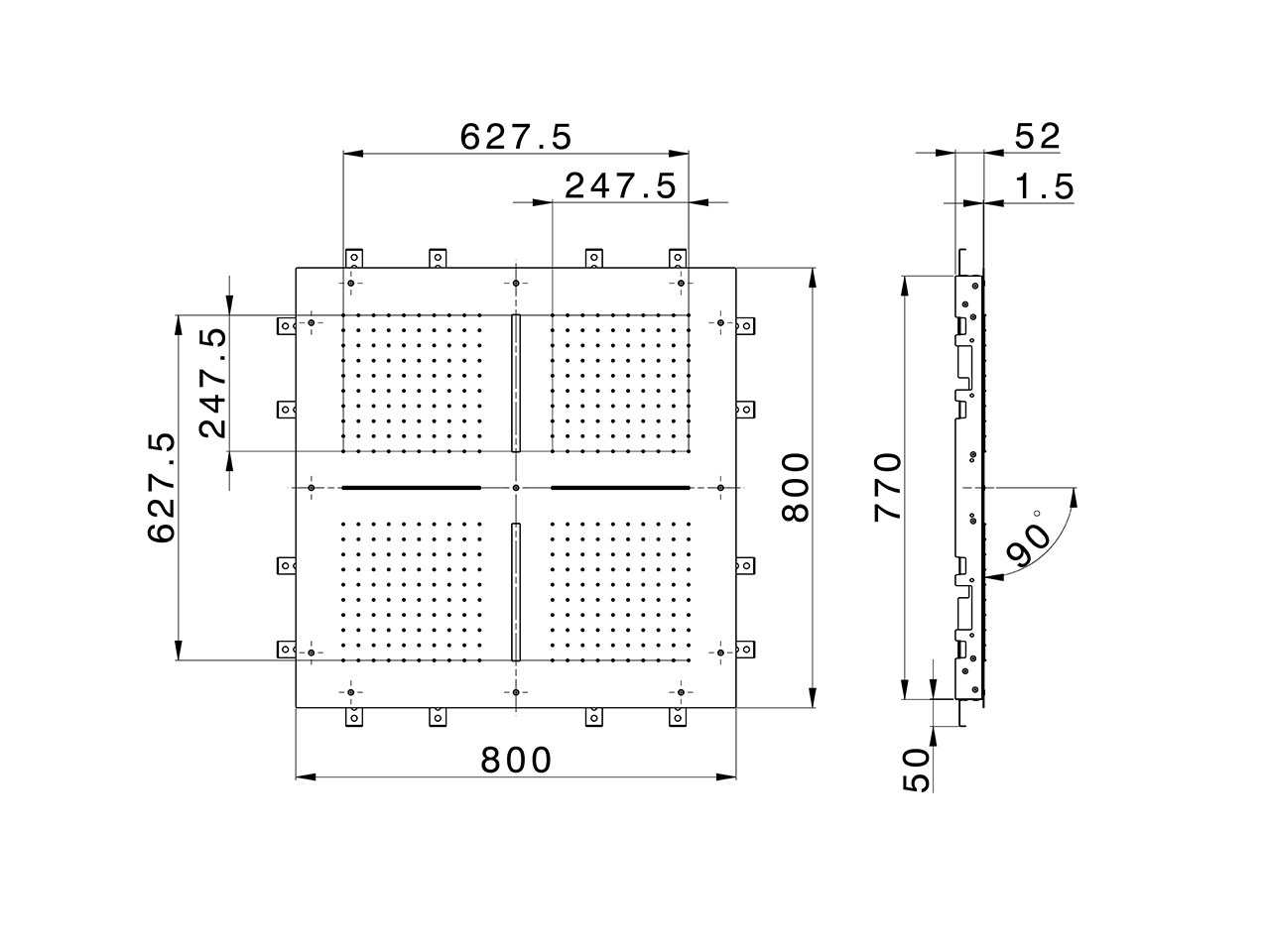 Rociador de techo con cromoterapia 800x800 mm ZEN SHOWER_ZS0C0100 - v1