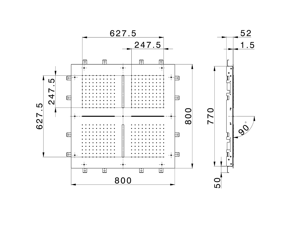 Rociador de techo con cromoterapia 800x800 mm ZEN SHOWER_ZS0C0105 - v1