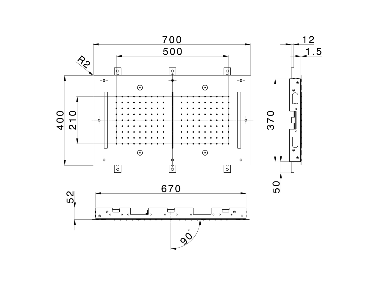Rociador de techo con cromoterapia 700x400 mm ZEN SHOWER_ZS0C0120 - v1