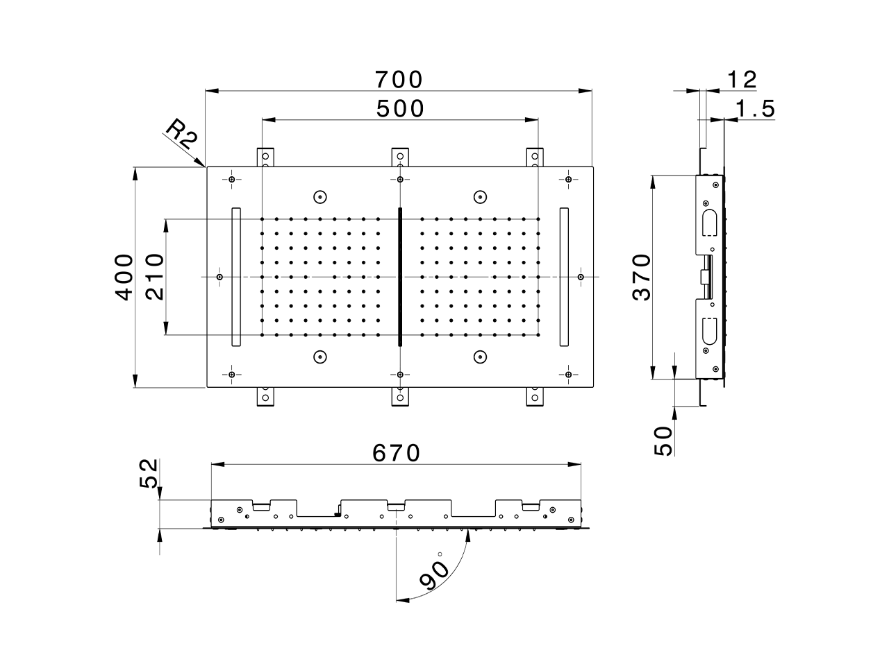 Rociador de techo con cromoterapia 700x400 mm ZEN SHOWER_ZS0C0125 - v1