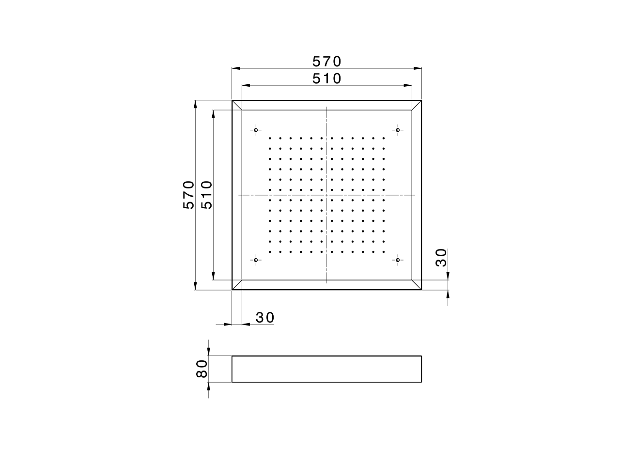 Rociador de techo con cromoterapia 570x570 mm ZEN SHOWER_ZS0C0130 - v1
