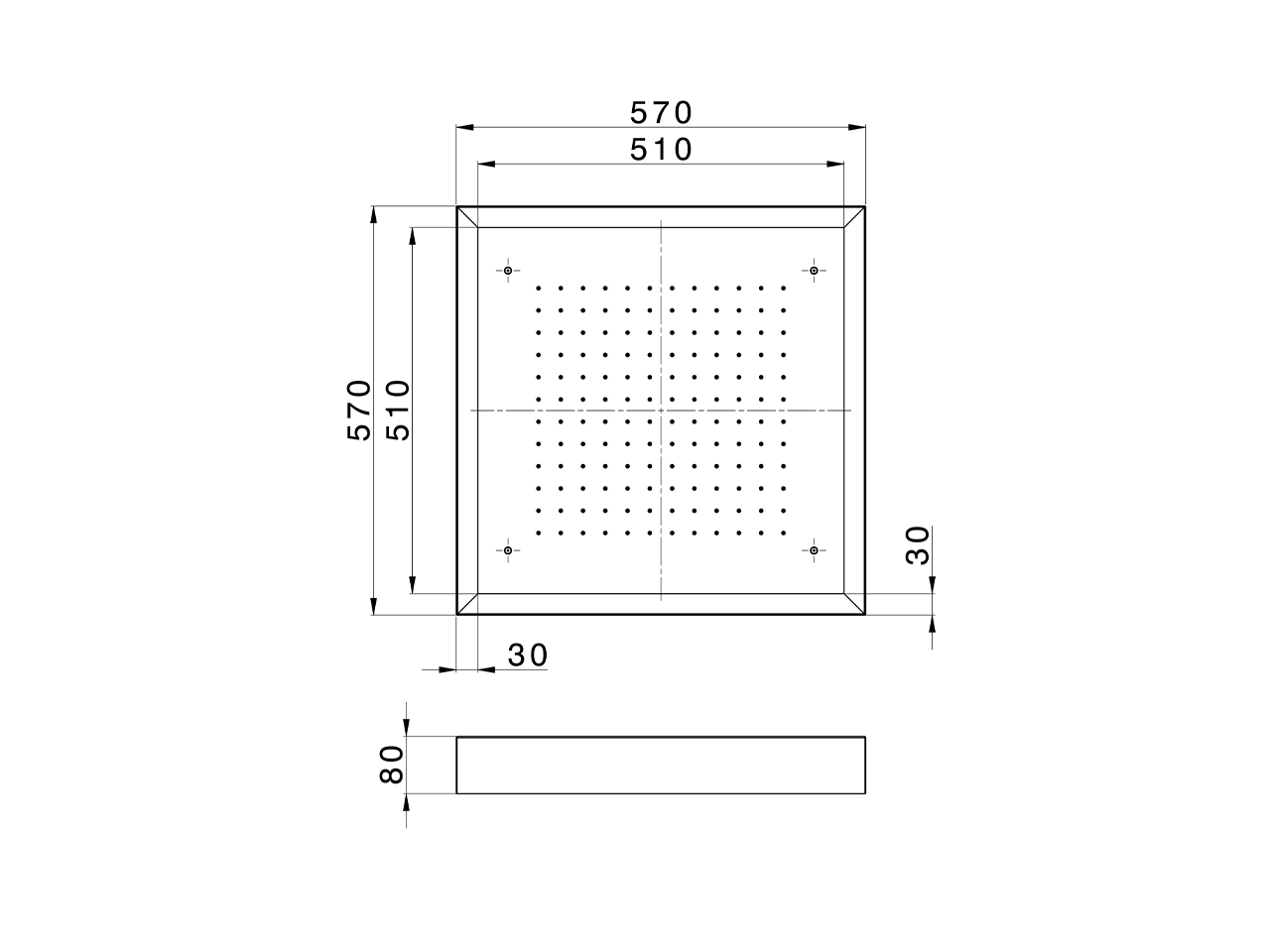 Rociador de techo con cromoterapia 570x570 mm ZEN SHOWER_ZS0C0135 - v1