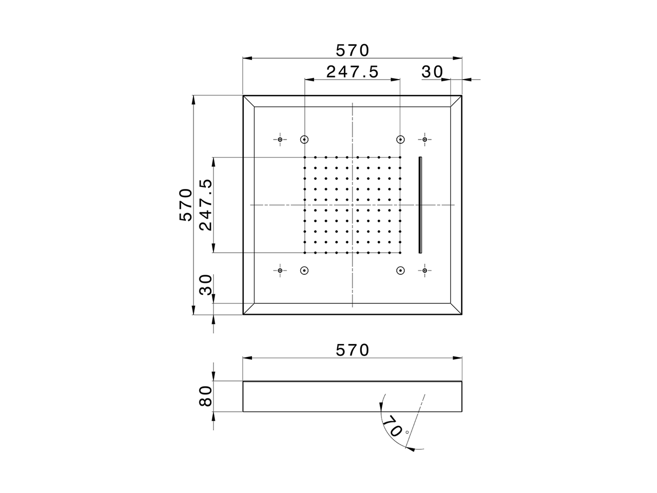Rociador de techo con cromoterapia 570x570 mm ZEN SHOWER_ZS0C0160 - v1
