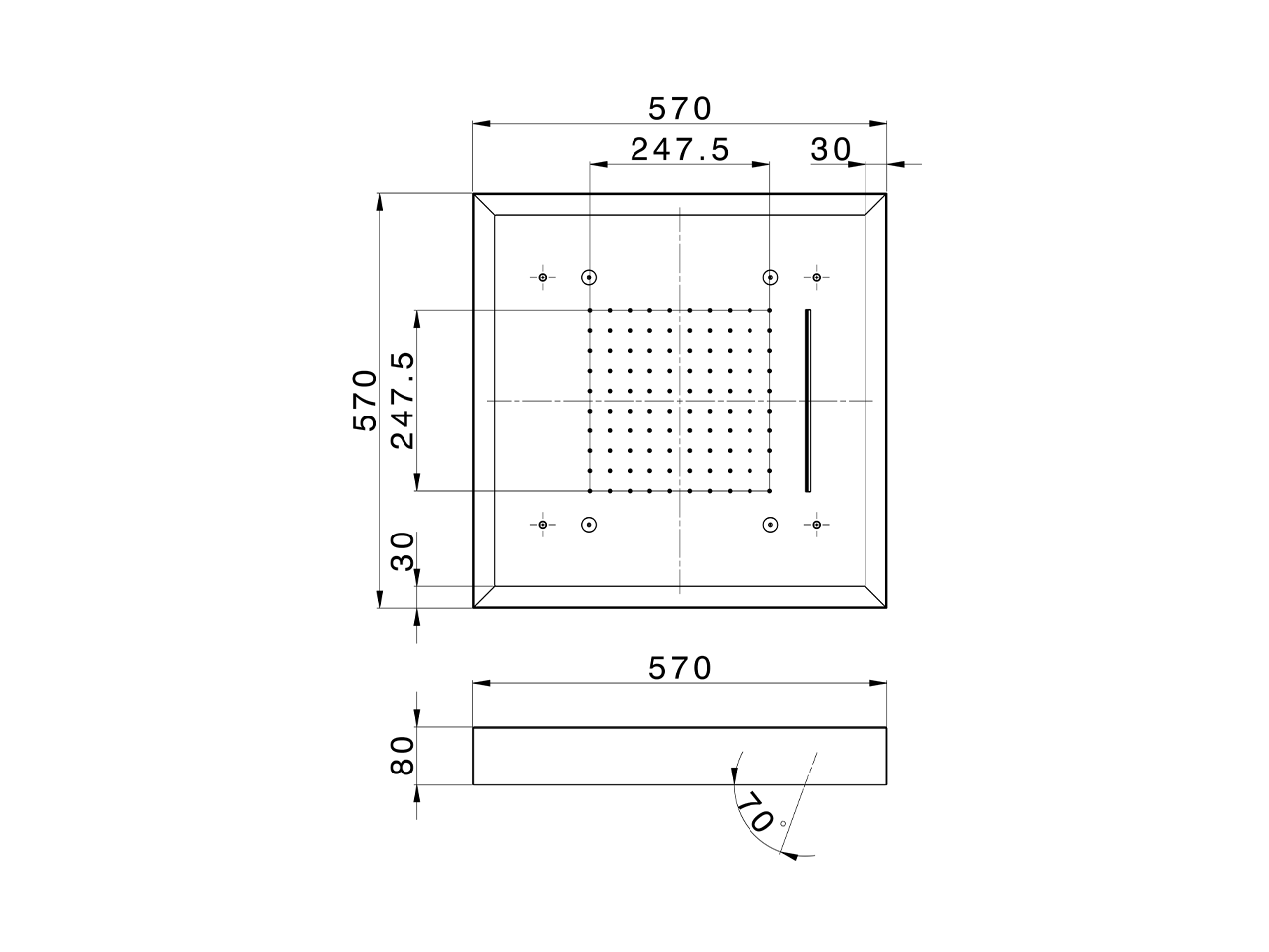 Rociador de techo con cromoterapia 570x570 mm ZEN SHOWER_ZS0C0165 - v1